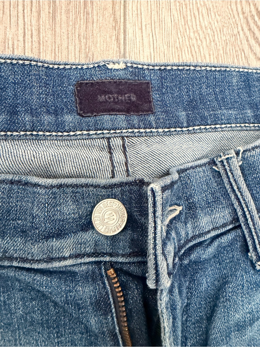 MOTHER Distressed High-Rise Straight Crop Jeans in Medium Blue Wash - Picture 12 of 16